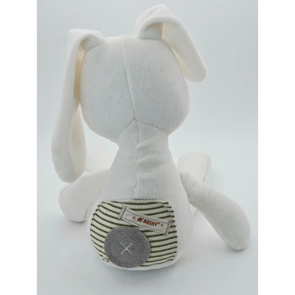 BBSKY White Plush Bunny Rabbit Hand Stitched Embroidered Soft Stuffed Animal 14